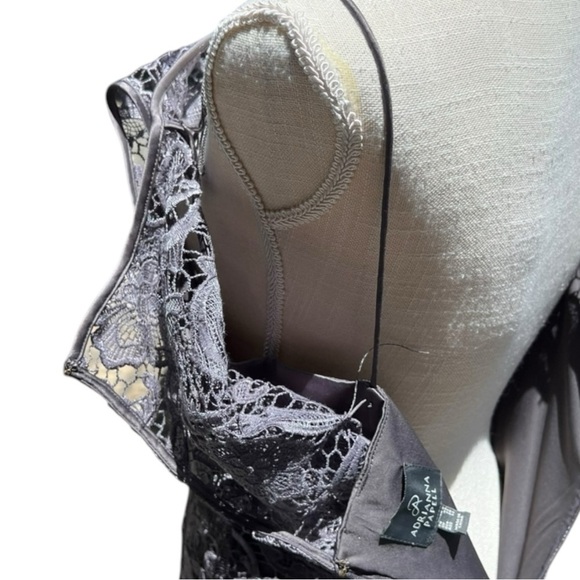 🌻Adrianna Papell Gray Illusion Lace Special Occasion Sheath Dress Size 8 - Picture 9 of 11